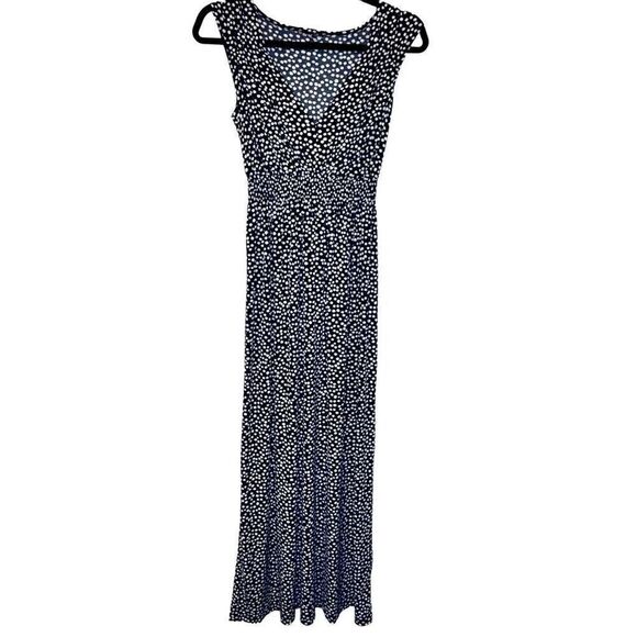 Tommy Hilfiger V-Neck Sleeveless Geometric Maxi Dress Black & White Small - Picture 1 of 3